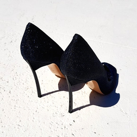 Casadei Blade stiletto heels size 10 midnight blue sparkle - Picture 2 of 8